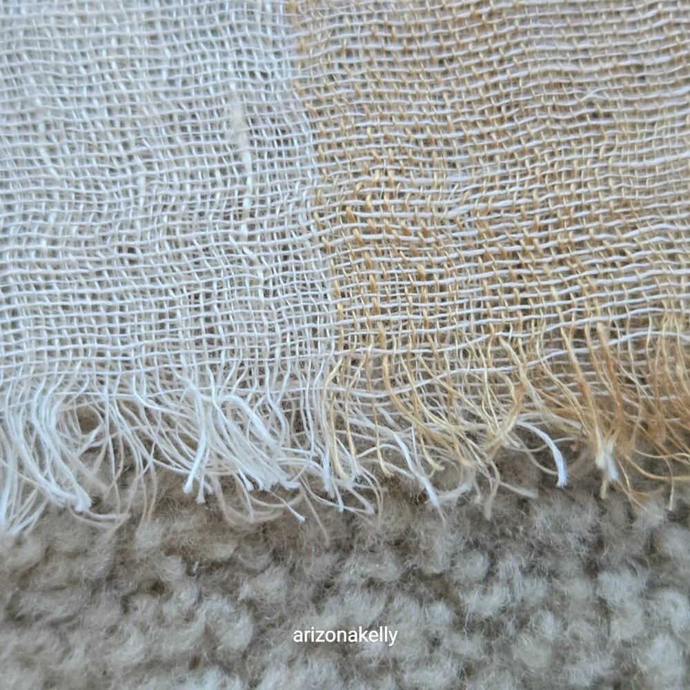 Zara NWOT Linen Scarf Neutral Earth Tones Stripes Large - Picture 6 of 8